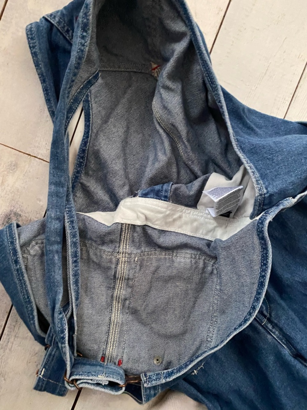 Dickies Dungarees Adult 38x32 Blue Bib Overalls Denim Work Wear Carpenter Mens - Picture 7 of 7